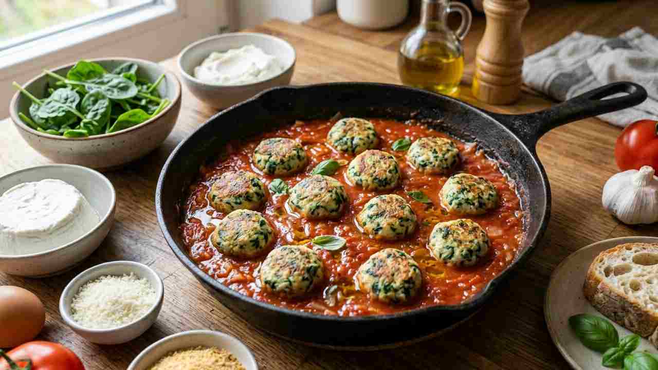 Polpette di ricotta e spinaci al sugo buttalapasta.it