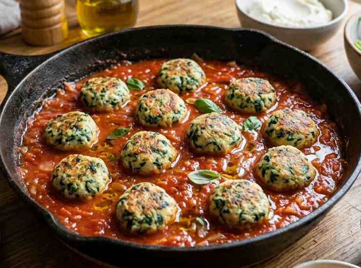 Polpette di ricotta e spinaci al sugo