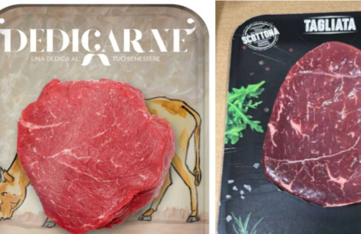 Le confezioni di tagliata di scottona Dedicarne e Coop.