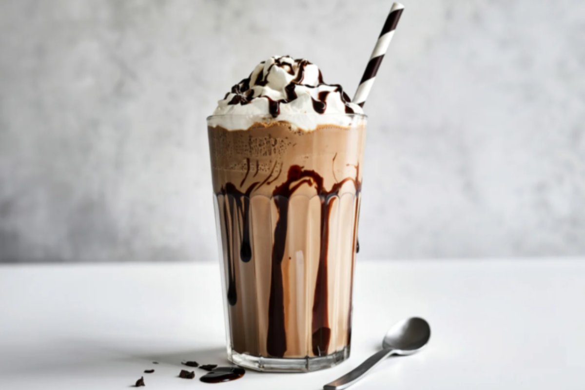 bicchiere di milkshake al cioccolato