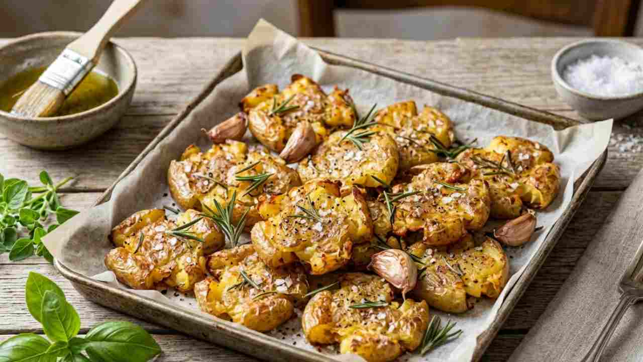 Patate schiacciate al forno buttalapasta.it