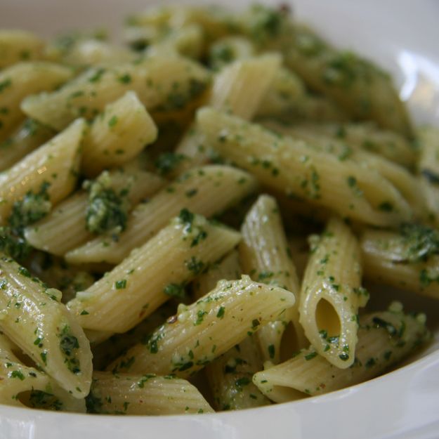 penne con pesto di crescione