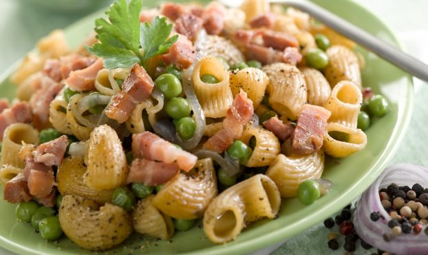 carbonara verde pasta piselli pancetta