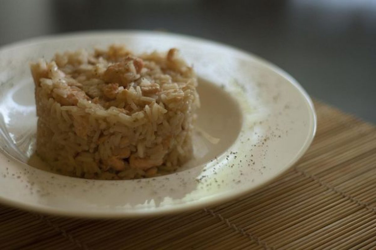 Risotto con salmone fresco