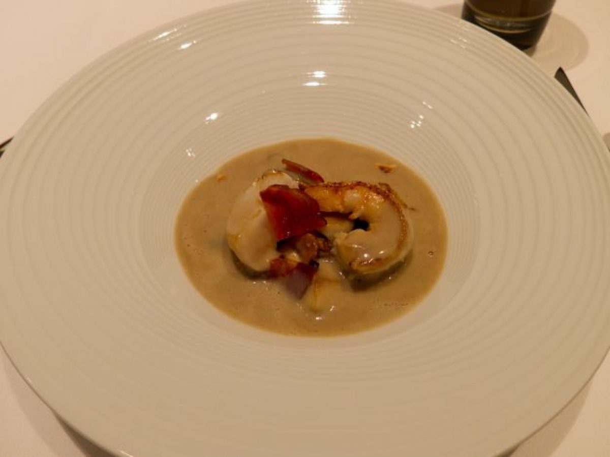 Crema di carciofi e gamberetti