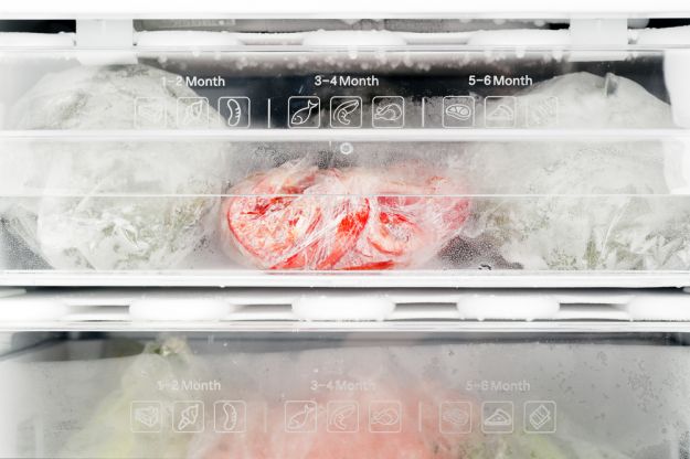 freezer with frozen food