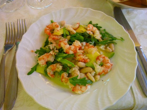 insalata con gamberetti e rucola