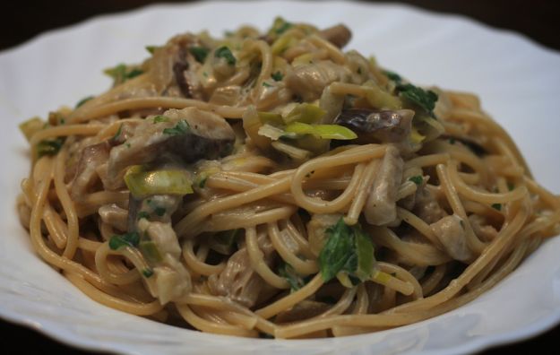 pasta con porro e funghi