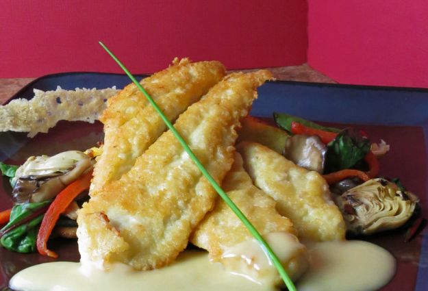 pesce persico in crosta di parmigiano