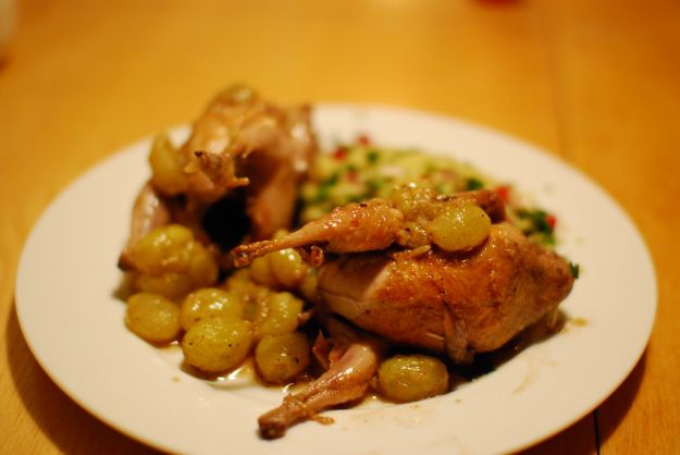 quail with grapes and couscous