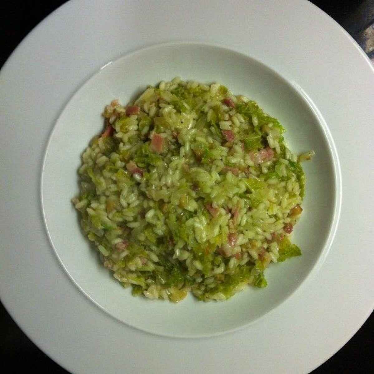 Risotto con cavolo e pancetta
