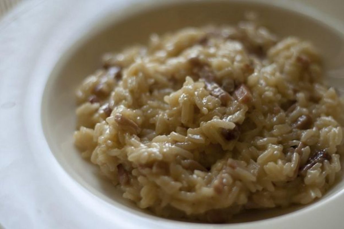 Risotto con speck e formaggio caprino