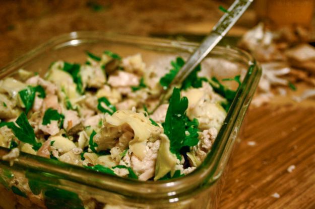 Bocconcini di pollo con carciofi