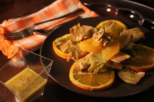 Insalata tiepida di carciofi e arance