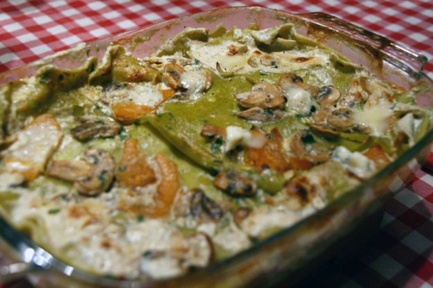 Lasagne con zucca e funghi porcini