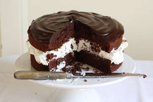 Pan di spagna al cioccolato con farcitura di panna