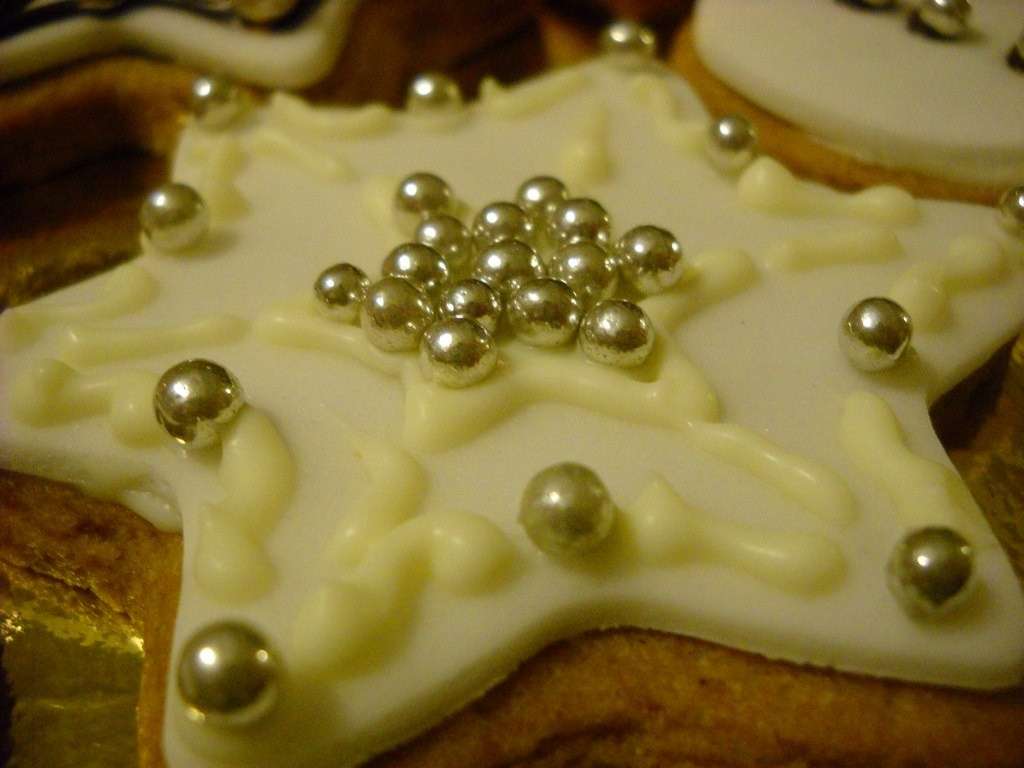 Biscotti di pan di zenzero, decorazioni argentate