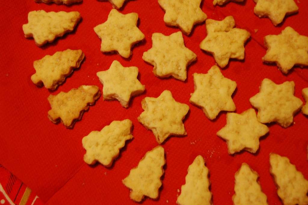 Biscotti di pan di zenzero, stelle e alberi