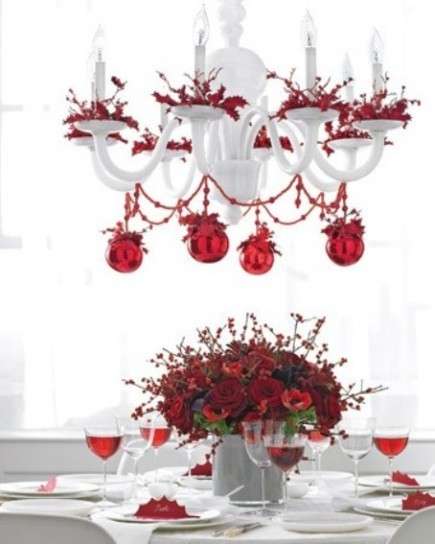 Decorazione tavola di natale, centrotavola rosso