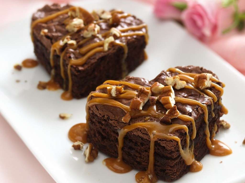Brownies con caramello e noci