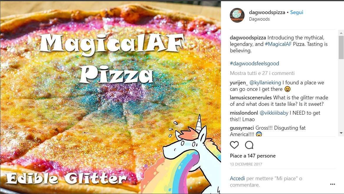 Pizza con i glitter, ora puoi mangiarla