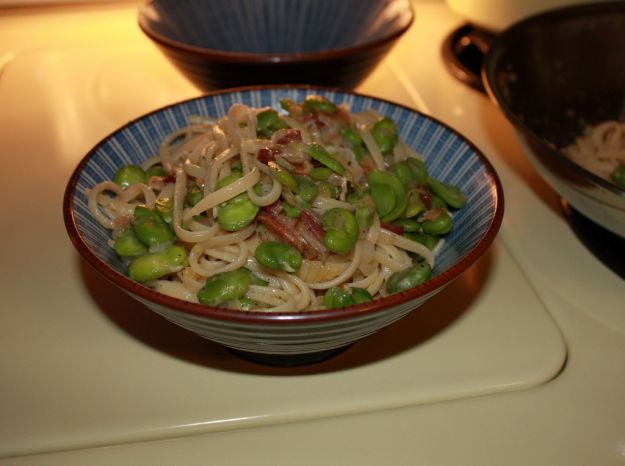 pasta con le fave e la pancetta
