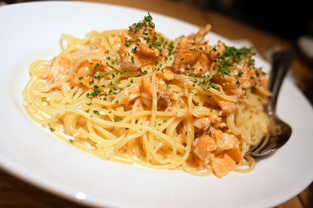 pasta salmone curry
