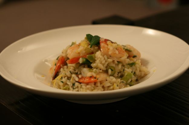risotto di asparagi e gamberetti