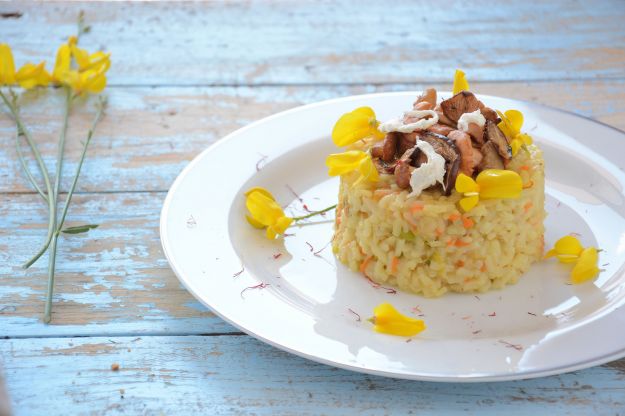 risotto fiori zucca funghi