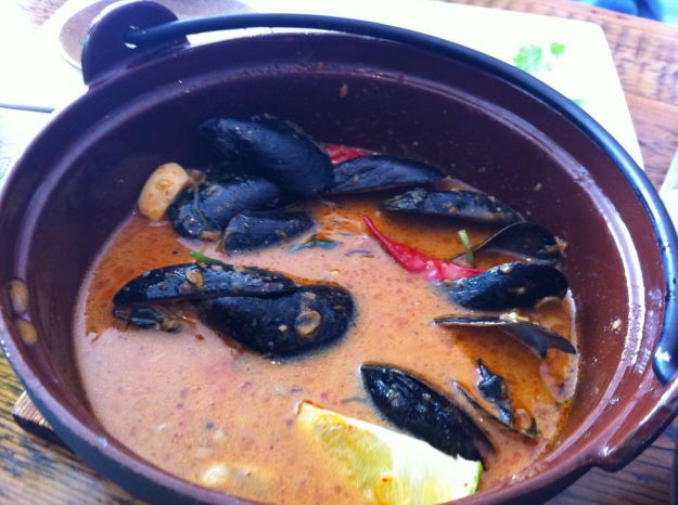 Fantastic mussel soup at Long Grain, Camden, ME